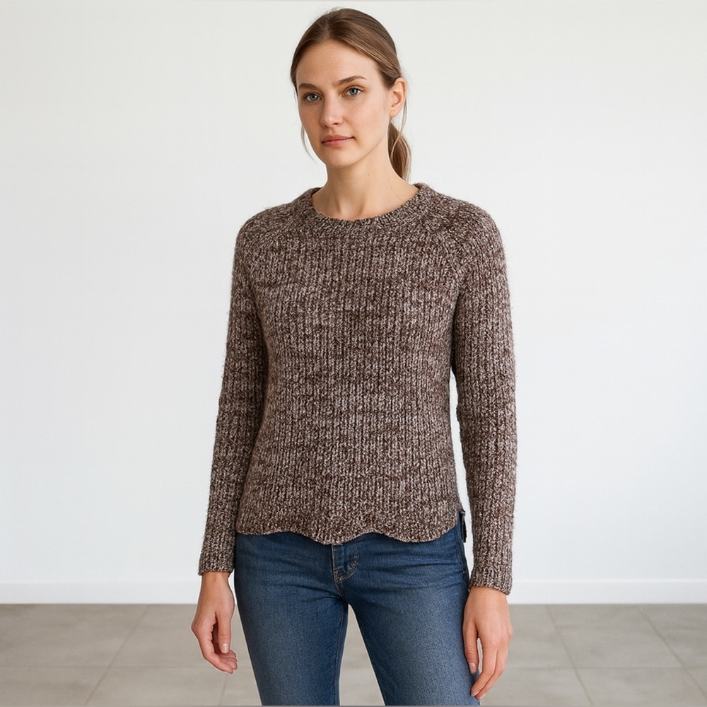 Love & Liberty women's brown marled sweater soft Size Small Fisherman Cottage